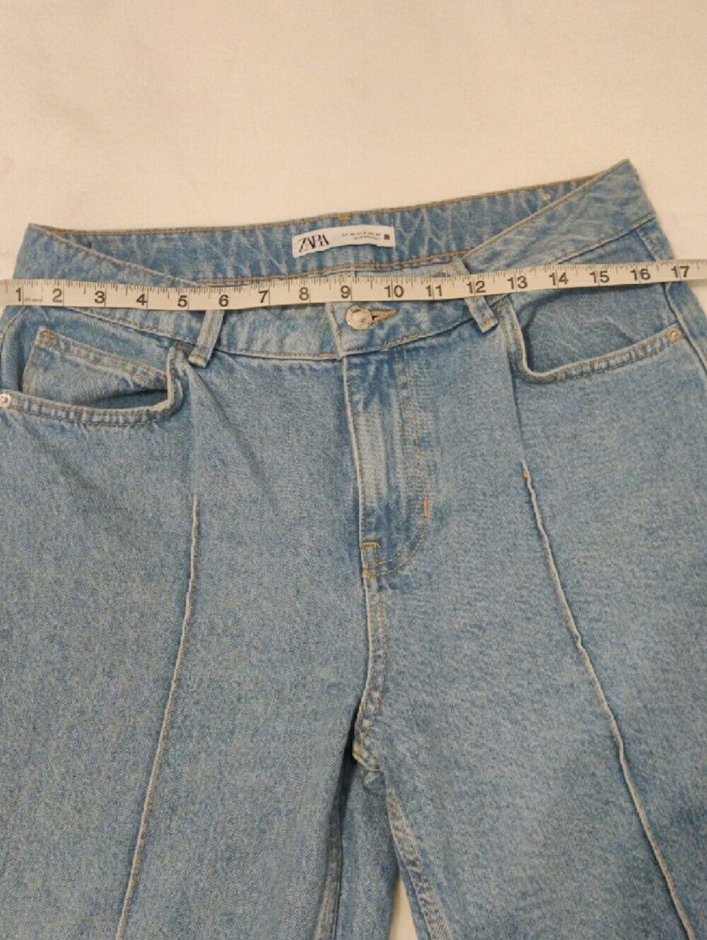 Zara Light Blue Wide-Leg Jeans with Front Seams - Picture 2 of 16